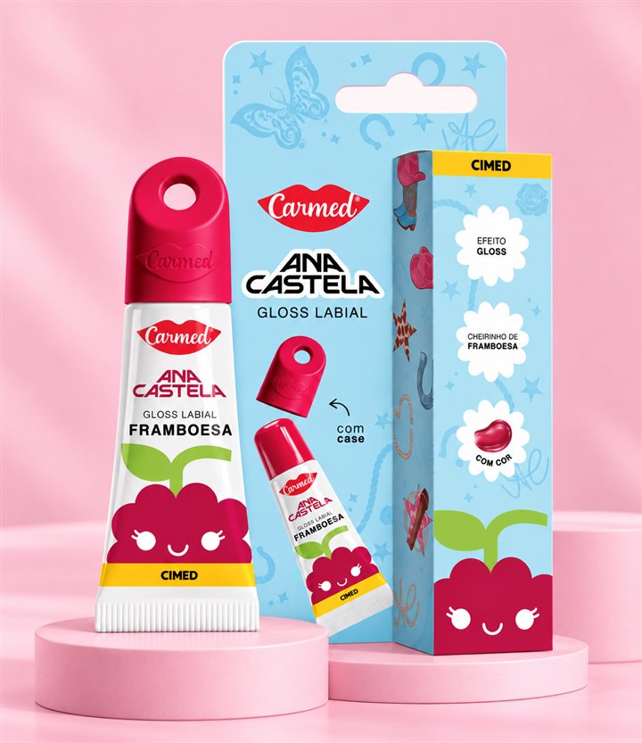 Gloss labial Carmed Ana Castela com embalagem e case